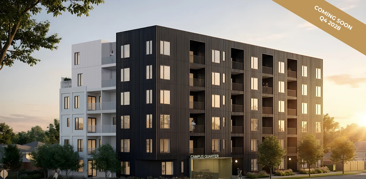 Campus Quarter apartment rendering, Banff Trail, Calgary, coming soon Q4 2028