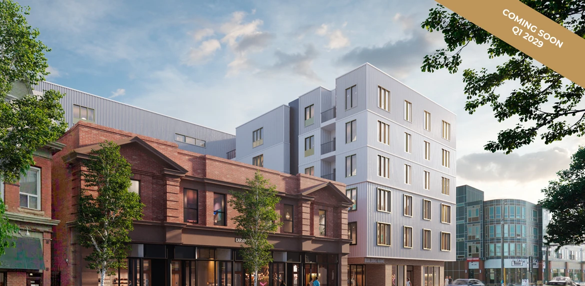 Carson Block apartment rendering, Inglewood, Calgary, coming soon Q1 2029