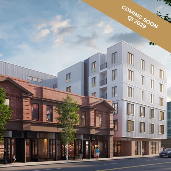 Carson Block apartment rendering, Inglewood, Calgary, coming soon Q1 2029